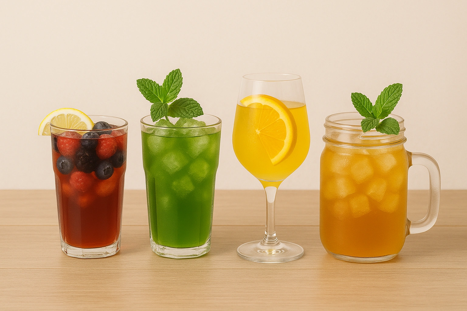 Verschiedene Eistees im Glas - Hintergrund